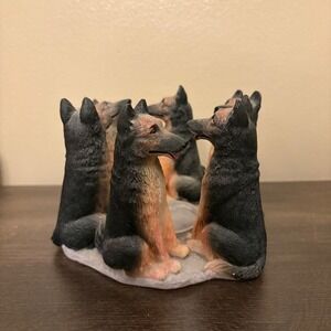 Continental Creations German Shepherd Circle Dog Figurine Resin Vintage 2002